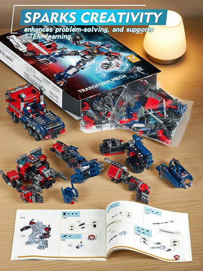 2 in 1 Transform Robots Building Sets for AdultsMecha Transforming Building Blocks Truck KitsAction Figures Toys for Movie FansChristmasBirthday Gift for Kids and Boys 8-14