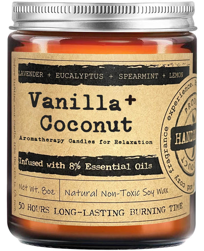 KOTKAS Coconut Vanilla Scented Candles - 8oz Natural Scented Soy Candles Non Toxic Long Lasting Aromatherapy Candles for Home Scented Vanilla Candle Gifts for Women Men Birthday Mothers Day Christmas