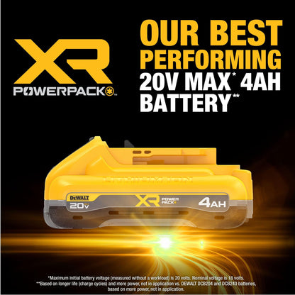 DEWALT 20V MAX Battery and Dewalt Battery Charger Combo XR POWERPACK™ 4Ah , LED Charge Indicator(DCB2104C)