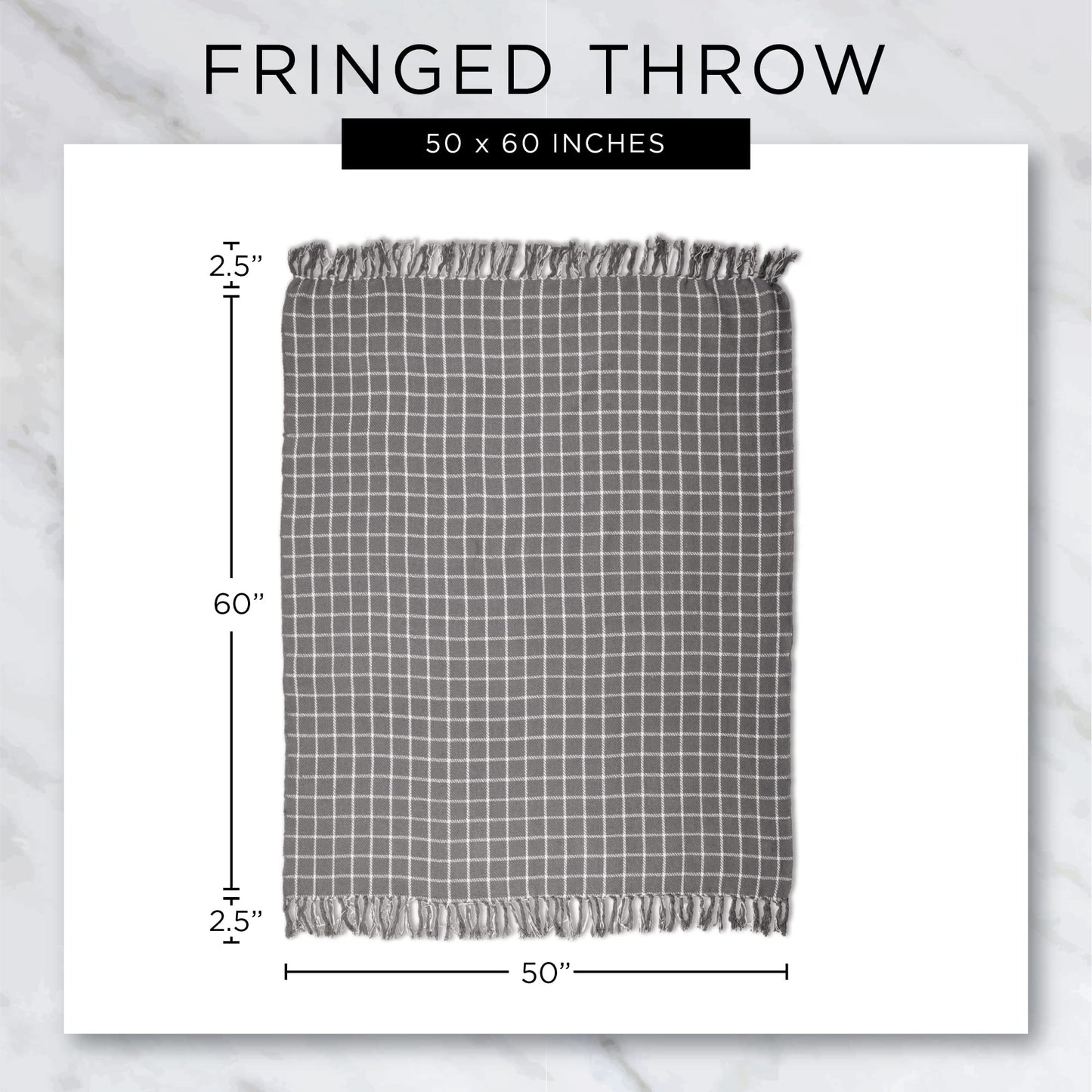 DII Transitional Checked Plaid Woven Throw, 50x60, Black