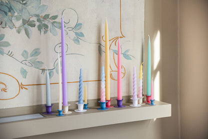 Kunstindustrien® Taper Candles, Set of 4, 13.8" – Made in Denmark, Long Burning Candles 15h, Unscented & Smokeless Candlesticks – Elegant Tall Candles for Weddings Dinners & Home Decor (Pastel Yellow)