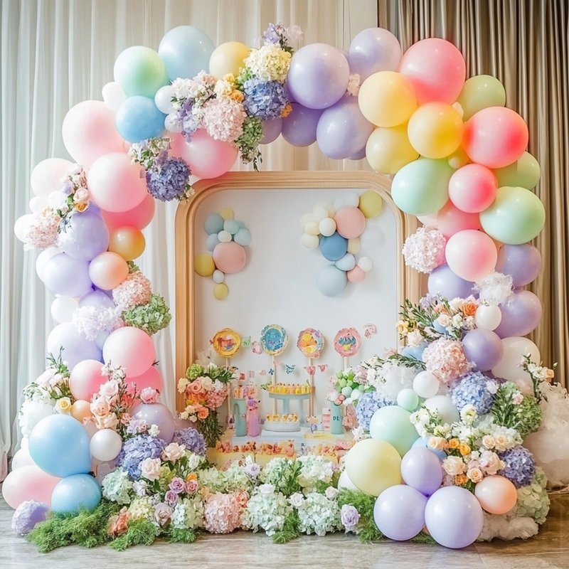 RUBFAC 129pcs Pastel Balloons Different Sizes 18 12 10 5 Inch, Macaron Rainbow Easter Balloon Arch Kit for Baby Shower Birthday Party Gender Reveal Garland Decoration