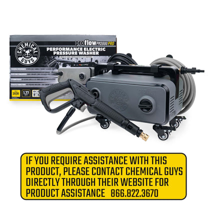 Chemical Guys Electric Pressure Washer PM2000 PRO – 2030 PSI, 1.77 GPM, 25’ Flex Hose, Compact Design, 360° Casters, Standard Connections, Cable Storage – EQP411