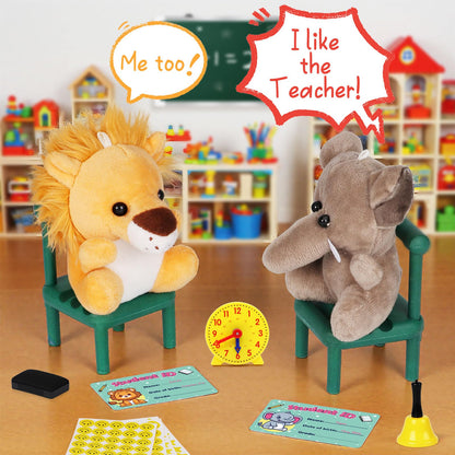 Alritz Pretend Play Teacher Set, School Stuff, Role Play Preschool Learning Activities Classroom Set for Girl Boys Include Dolls, Toy Laptop, Black Board, Birthday Gift 5 6 7 8 9+ Years Old