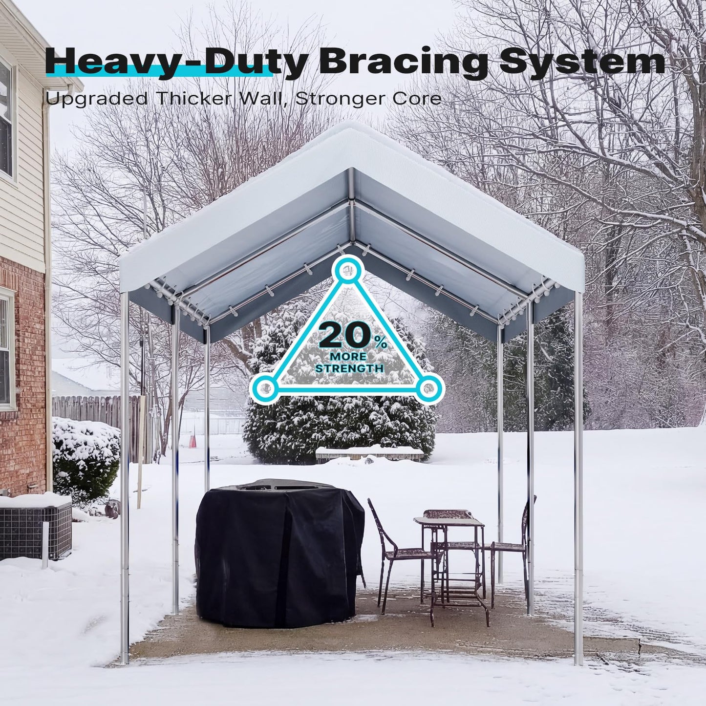 ADVANCE OUTDOOR 10x15 ft Heavy Duty Carport Potable Car Canopy Garage Party Tent Boat Shelter, Adjustable Height from 9.5 ft to 11 ft, White