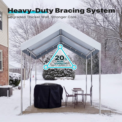 ADVANCE OUTDOOR 10x15 ft Heavy Duty Carport Potable Car Canopy Garage Party Tent Boat Shelter, Adjustable Height from 9.5 ft to 11 ft, White