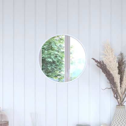 Flash Furniture Julianne Large Round Wall Mirror - Silver Circle Accent Mirror - 16" Vanity Mirror - for Bathroom, Vanity, Entryway, Dining Room, & Living Room