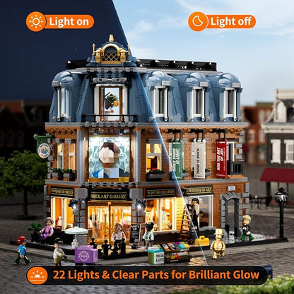 Brick Art Gallery Lighting Building Bricks Set - Town Life City Modular Collection Kit with Minifigures 3400 Pcs for Adults &amp Teen &amp Visual Art Lovers