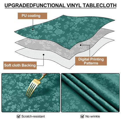 Smiry Round Table Cloth, Waterproof Heavy Duty Vinyl Tablecloths, Wipeable Washable Table Cover for Kitchen and Dining Room (Green, 60" Round)