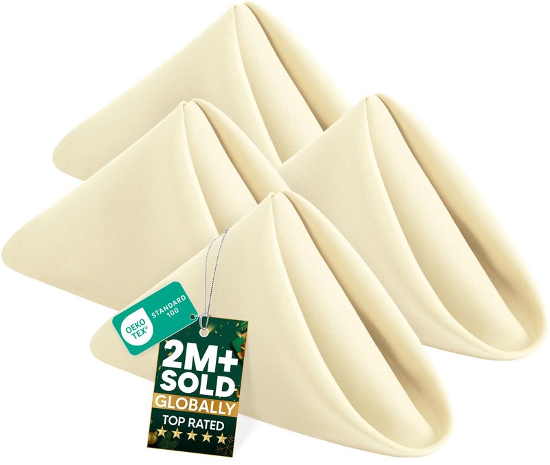 Utopia Home Ivory Cloth Napkins (12 Pack, 17x17 Inches), Ideal Dinner Napkins for Party, Wedding and Lunch/Dinner