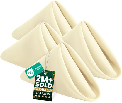 Utopia Home Ivory Cloth Napkins (12 Pack, 20x20 Inches), Ideal Dinner Napkins for Party, Wedding and Lunch/Dinner