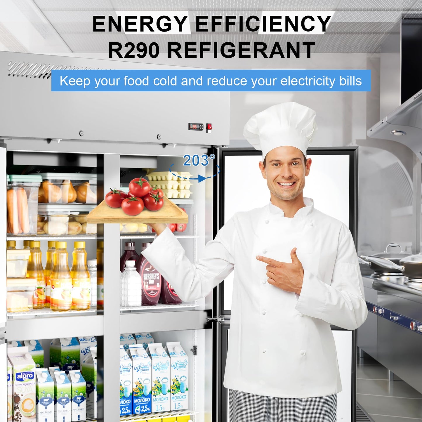 LCEKY 48" W 4 Door Commercial Refrigerator Stainless Steel 36 Cu.ft Fridge for Restaurant, Bar, Shop Upright