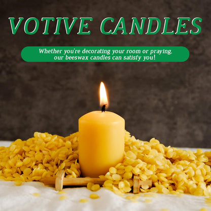 Pure Hand Poured 16-Pack 100% Natural Beeswax Candles Bulk, 9 Hours Long Burning, Unscented and Non-Toxic Candles for Prayers, Home Decoration, Spa, Christmas