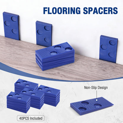 WORKPRO 63-Piece Laminate Flooring Tools, 5-in-1 Vinyl & LVP Flooring Installation Kit with Tapping Block with Handle, Heavy Duty Pull Bar, Double-Faced Mallet & 60-Piece Spacers for Pros & DIY Users
