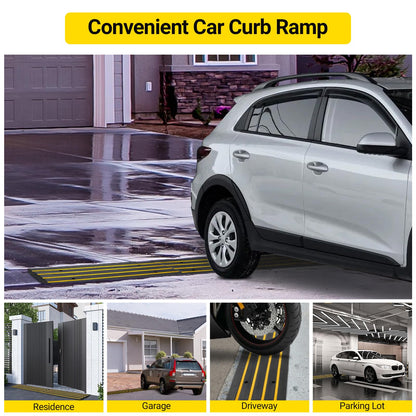 48" Driveway Ramp, 3 Pack Heavy Duty Rubber Curb Ramps for Cars, SUVs, Trucks | Low Profile Design with Water Drainage Channel | Garage & Sidewalk Transition Solution