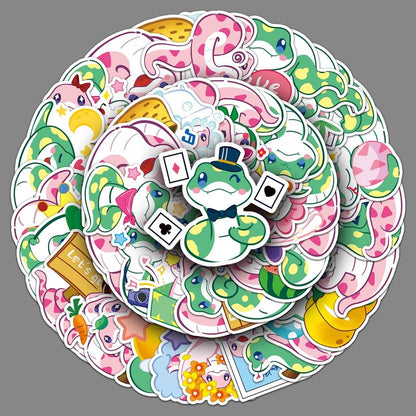 Snake Stickers 50 Pcs Vinyl Cartoon Cute Animal Stickers for Water Bottle Laptop Luggage Computer Skateboard Scrapbook Bumper Cars Bike,Waterproof Kawaii Little Snake Decals for Teens Boys