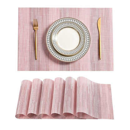Leetaltree Misty Rose Placemats Set of 6 - Heat Resistant Non-Slip Place mats for Dining Table, Washable Durable PVC Vinyl Woven Table Mats（Misty Rose, 6）