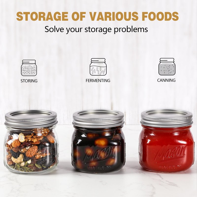 Ieavier 12PCS Wide Mouth Mason Jars 16oz with Airtight Lids and Bands, Canning Jars with Crystal Glass for Food Storage, Spice Jars, Canning, DIY Projects, Jam, Jelly, Honey, Preserving, Drinking