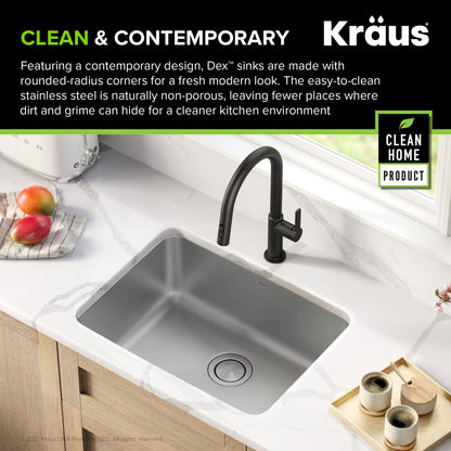 KRAUS Dex 25-inch Kitchen Sink and Roll-Up Dish Drying Rack Bundle