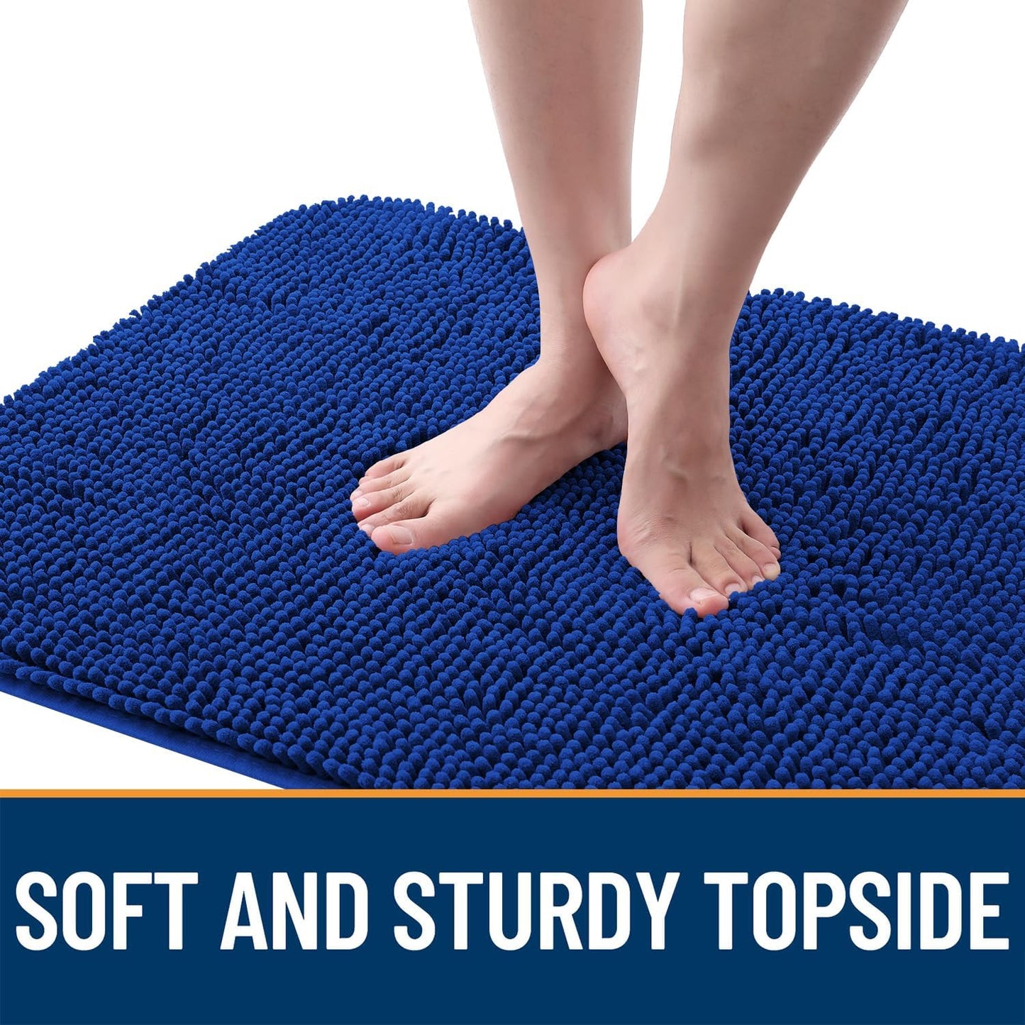OLANLY Dog Door Mat - Absorbent Non-Slip Washable Chenille Mat for Muddy Paws | 59x35 Royal Blue