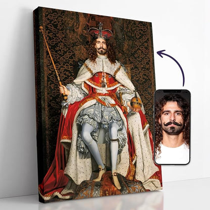 Turn Me Royal Custom Portrait from Your Photo Personalized Canvas Wall Art as Unique Birthday Gift for Men Turn him into Royalty (The Grand Monarch 24 x 36)