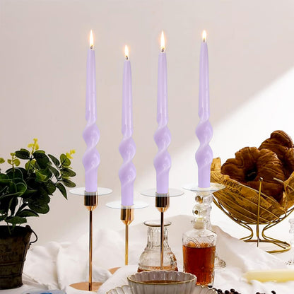 Purple Taper Candles 10inches Spiral Taper Candles Purple Long Twisted Candlesticks Smokeless Unscented Candle Stick Dinner Tall Candle for Christmas advent Home Décor Weddings Festive Seasons Holiday