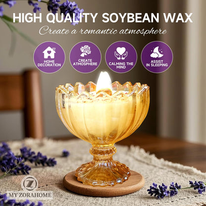 Joo Sko Petal Shape Soy Wax Lavender Scented Candle, Aromatherapy Jar Candles for Home Scented or As a Christmas Holiday Candle Gift for Your Lover(7OZ/48Hours Burning)