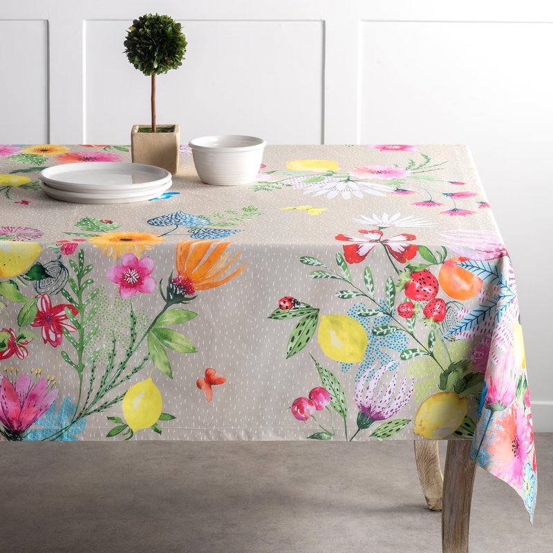 Maison d' Hermine Table Cloth Rectangle Table 100% Cotton 60 x 120 Inches Tablecloth Reusable Decorative for Dining Kitchen Room Farmhouse Home Gifts for Mothers day Spring Summer - Jardin D'Ete - Fog