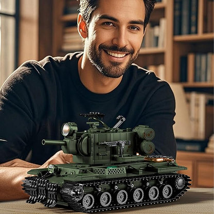 WW2 Army Tank Building Set KV-2 Heavy Military Vehicles Collectible KV2 Model for Boys &amp Adults