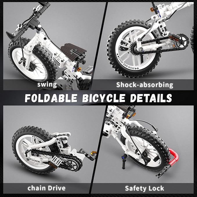 Foldable 1:6 Bicycle Building Blocks Set for Boys 8-12 Compatible with Lego Technic Motorcycle Mountain Bike Building Kit STEM Educational Dirt Bike Stunt Bike Building Toys Gift for Kids (246 PCS)