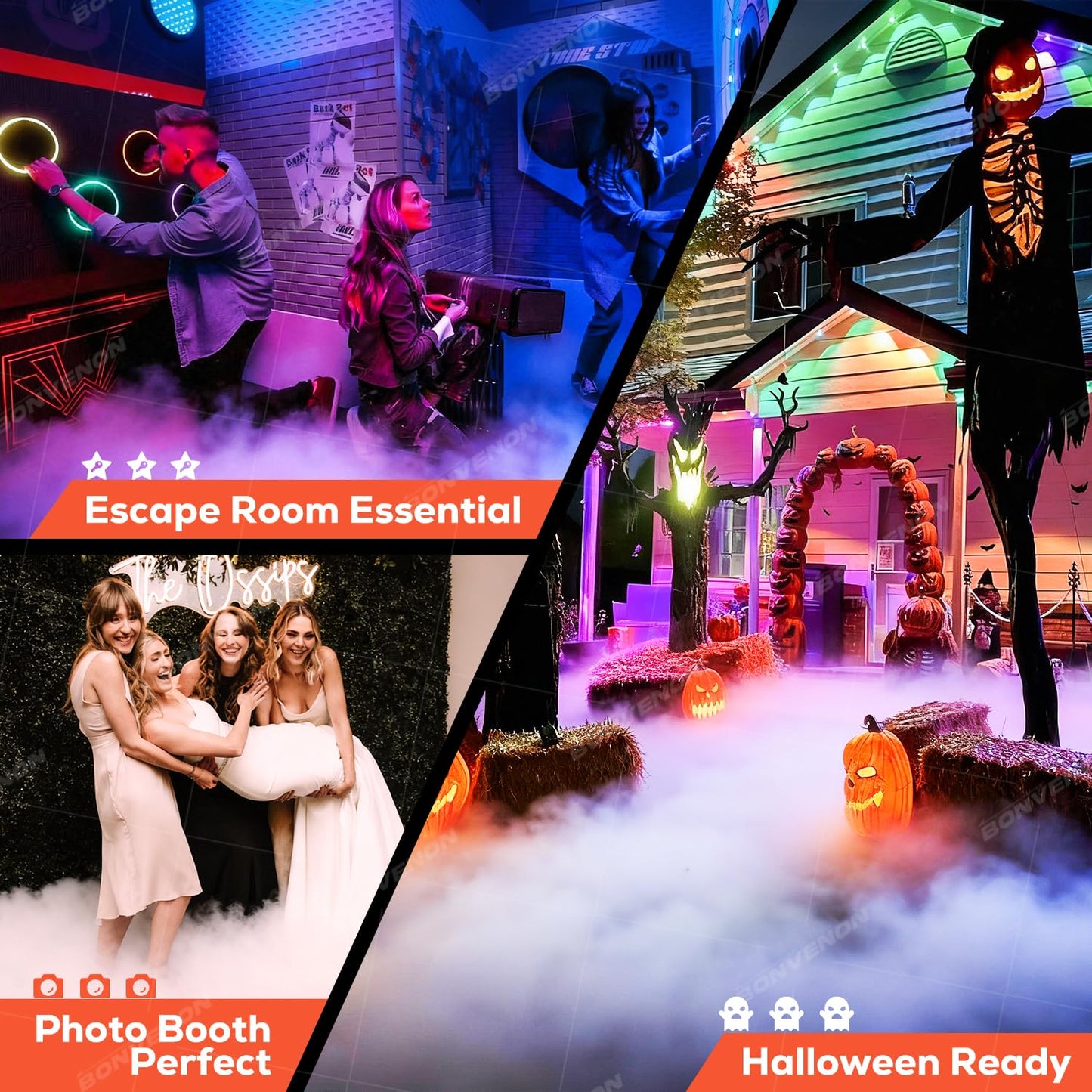 Low Lying Fog Machine with Remote Fast Heating Easy Opertative Dry Ice Compatible for Stage Halloween Wedding Escape Room Effects