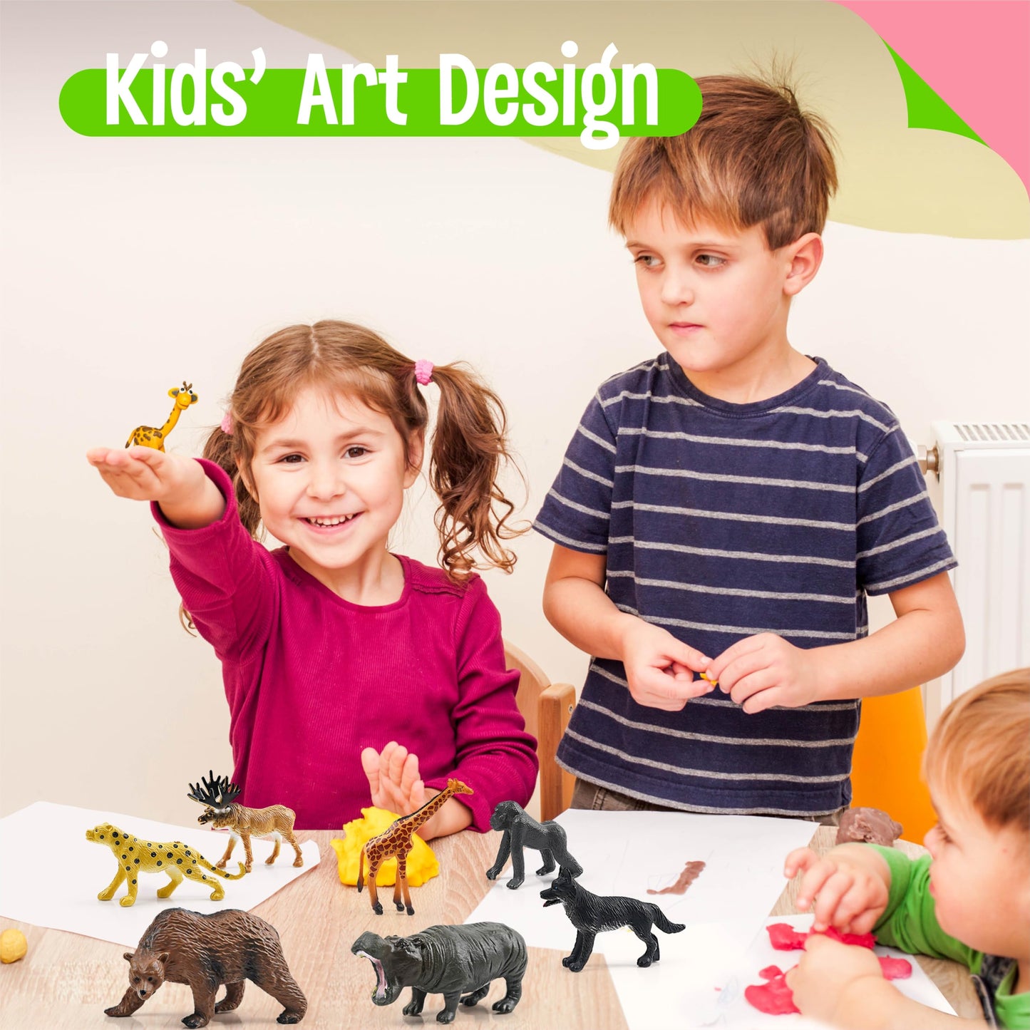 15 Wild Animal Figurines for Kids, Plastic Safari Animal Toys Tiny Portable Jungle Creature Figures Playset Montessori Toys Educational Game for Homeschool Preschool Toddler Kids