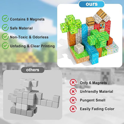 200PCS Magnetic Blocks Building Blocks for Kids Magnetic Tiles Build World Set Magnetic Cubes Toys Games Christmas Birthday Gifts for Boys Girls Ages 4 5 6 7 8 10