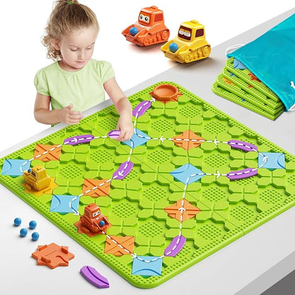 Brain Stem Activity Logic Kits Board Teaser Games &amp Puzzles Toys with 200+ Challenges 4 Difficulty Levels for Kids Ages 3-10 Educational Learning Maze Games for Toddlers