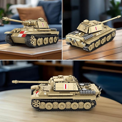 Reobrix Pudel Tank Building Block Set for Adult WW2 Military German Tank Model Set 77034 World of Tanks Authorized Products MilitaryToys Building Set for Military Fans Boys Kids Age 14+ (969PCS)
