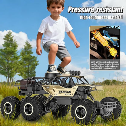 Remote Control Monster Truck RC Cars Rock Crawler RC Truck with 2 Rechargeable Batteries Metal Exterior &amp LED Lights Large Boy Toys for Ages 4-7 8-12 &amp Adults Great Gift