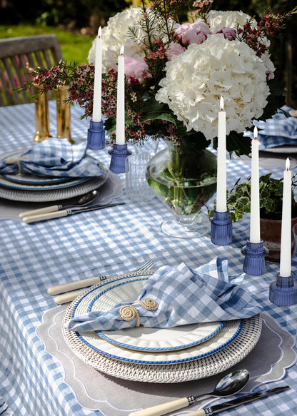 Vixdonos Glass Candlestick Holders Tealight Candle Holders for Table Centerpieces, Wedding Decor and Dinner Party (3 Pcs, Dark Blue)