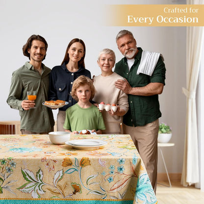 Maison d' Hermine Table Cloth Square Table 100% Cotton 54 x 54 Inches Tablecloth Reusable Decorative for Dining Kitchen Room Farmhouse Home Gifts for Mothers Day Spring Summer - Luxury Loft - Peach