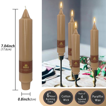 Taper Candle Smokeless Brown Tapered Candles 7 INCH Unscented Candle Sticks Cute Odorless Candles Easter Taper Candlestick for Home Dinner Wedding Party Women