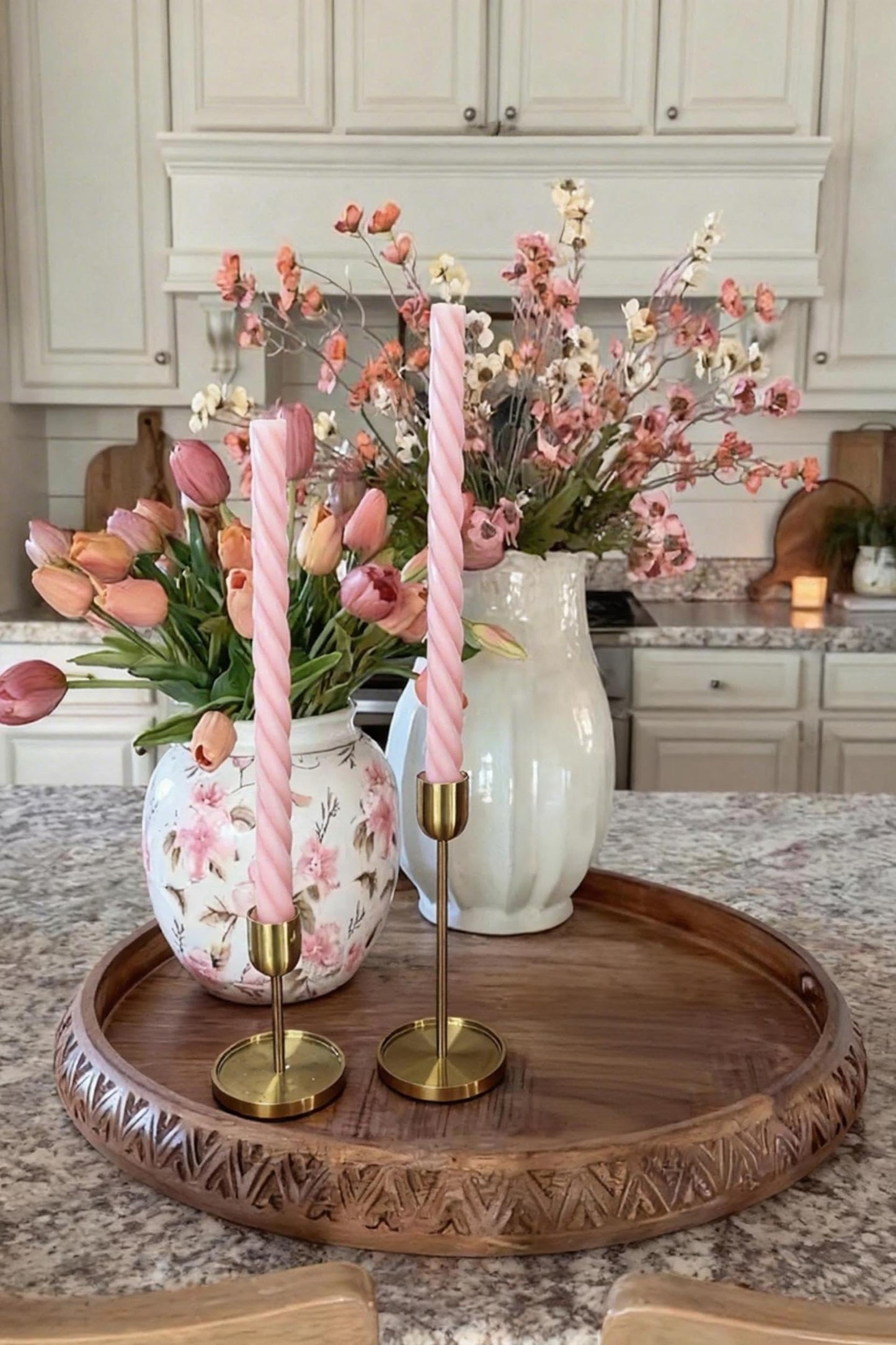 Pink Spiral Taper Candles 10 Inch, 8 Pack Unscented Long Burning Candlesticks for Wedding, Quinceanera, Baby Shower & Party Decor (Blush Pink)