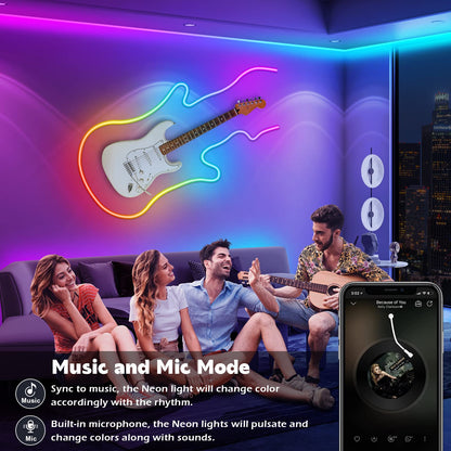 AILBTON 50FT Led Neon Rope Lights Control with App/Remote,Flexible Led Rope Light,Multiple Modes,IP65 Outdoor RGB Lights Waterproof,Music Sync Gaming Led Neon Strip Light for Bedroom Decor