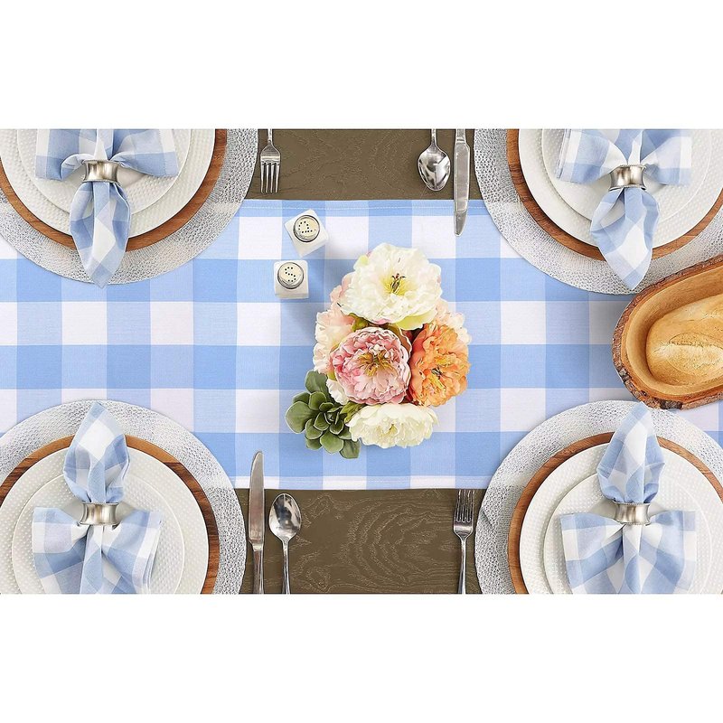 tiosggd Gingham Table Runner Light Blue and White, Spring Buffalo Plaid Check Table Cloth 72 Inches Long Table Decor, Summer Party Suppliers for Rustic Farmhouse Birthday Wedding Baby Shower Party