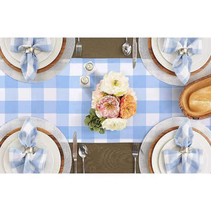 tiosggd Gingham Table Runner Light Blue and White, Spring Buffalo Plaid Check Table Cloth 72 Inches Long Table Decor, Summer Party Suppliers for Rustic Farmhouse Birthday Wedding Baby Shower Party