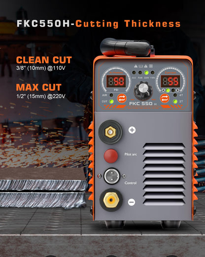 FEIFANKE 55A Plasma Cutter, Dual Voltage 110V/220V, High-Frequency Non-Touch Pilot ARC Plasma Cutting Machine, 3/4" Max Cut, 1/2"Clean Cut, 2T/4T, Post Flow Cooling, Best for Beginner