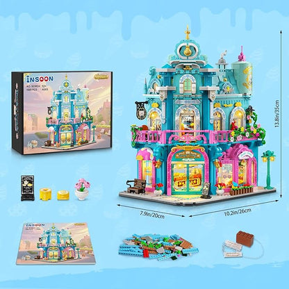 Castle Dairy Bakery Store Building Set with Light Easter 1689 PCS City House Building Block Toy with Milk Cake Bread Home Decor Construction Model Kit for Adults Kids Boys Girls Ages 12+