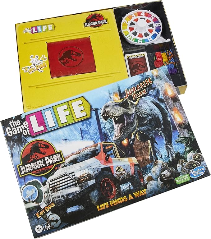 Hasbro Gaming The Game of Life Jurassic Park Edition Family Board Game for Kids Ages 8 and Up Inspired by The Original Hit Movie