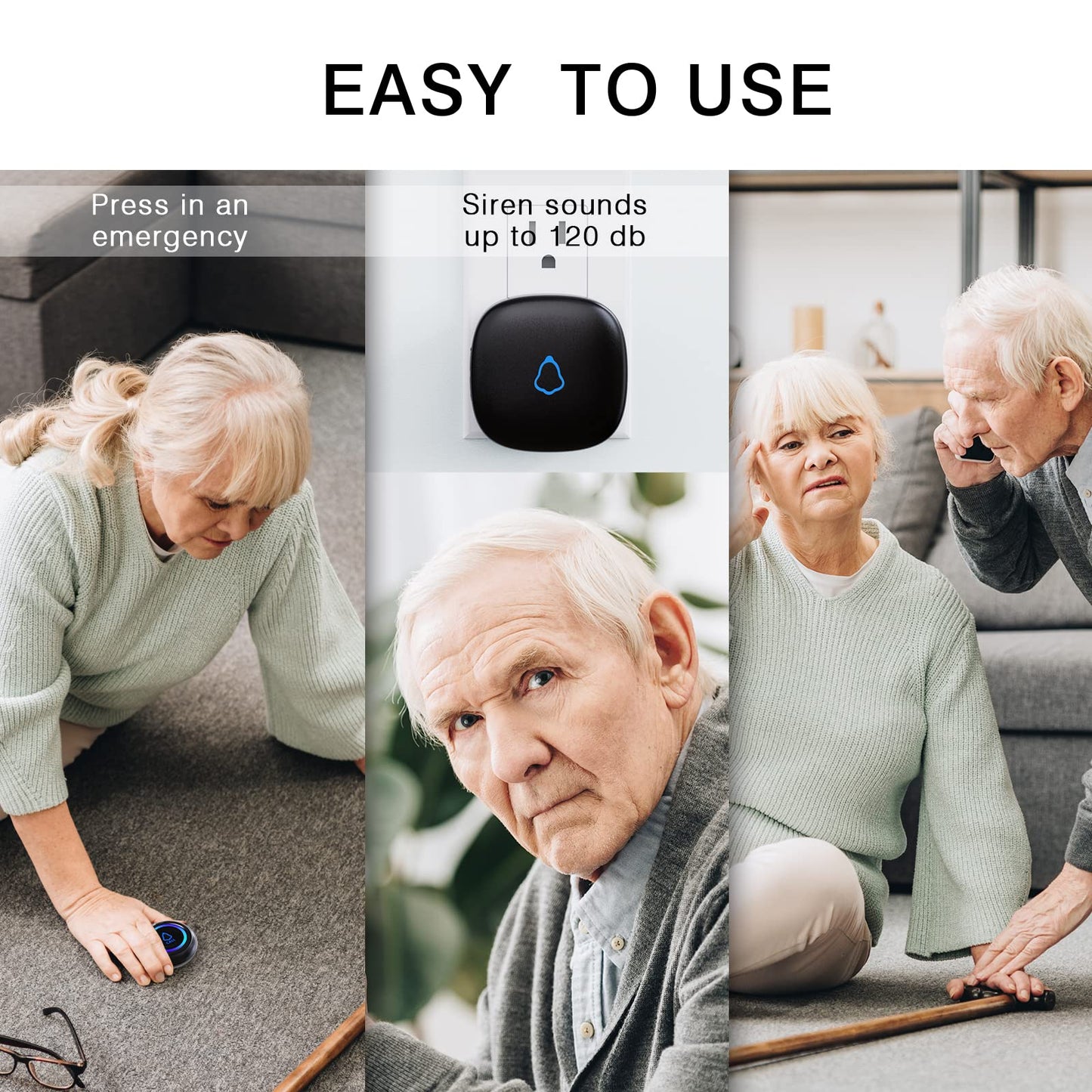 Caregiver Pager, Wireless Call Button for Seniors/Elderly at Home, 3 SOS Buttons + 3 Receivers Medical Life Alert System, Emergency Panic Call Bell, Nurse Calling & Patient Assistance Alarm