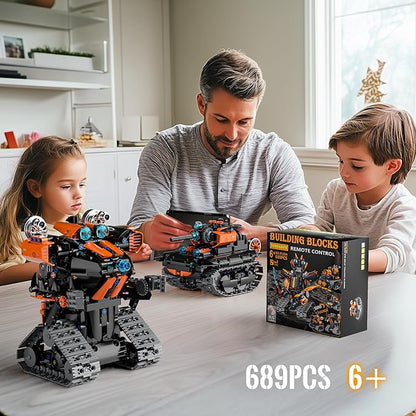 STEM Building Toys for Kids 6-14 5in1 STEM Robot Building Kit for Kid Remote &amp APP Controlled Tank Bulldozer Robot Building Blocks Set Birthday Xmas Gifts Ideas for Boys Girls (689PCS)
