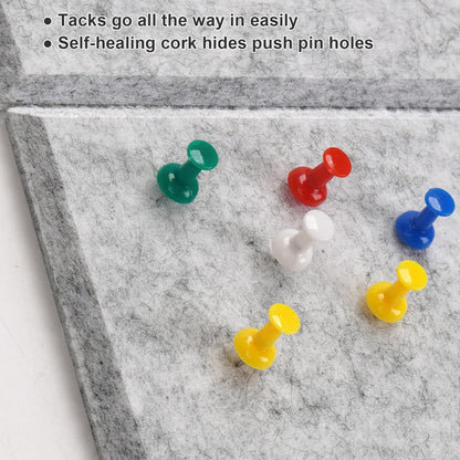 Large Cork Board Alternative 48" X 36" Bulletin Board - 12 Pack Removable Felt Wall Tiles with 30 pushpins, Large Cork Boards for Walls Cork Board for Office Pin Board Tack Board - Silver Gray