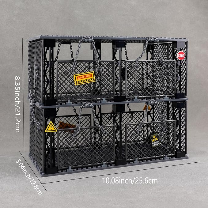 Military Base Cage Animals Accessories: Military Police Jail Chain Building Block SetsJurassic Dinosaur Cage Fence Rope Bricks Parts and Pieces Toys (1PCS)